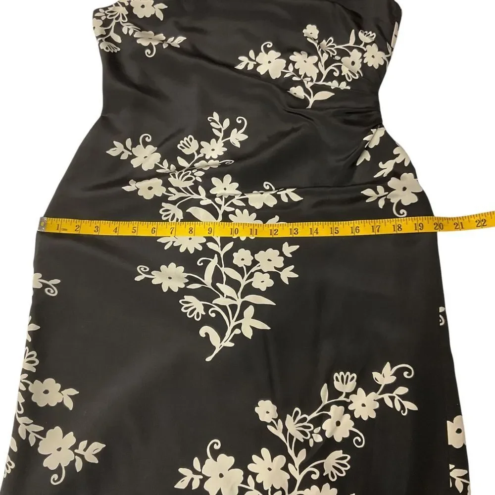 David Warren New York Black Floral Sleeveless Sheath Dress Size 8 100% Silk - Picture 8 of 11